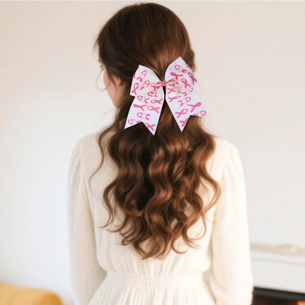 3 Pcs Breast Cancer Awareness Bow Hair Ties